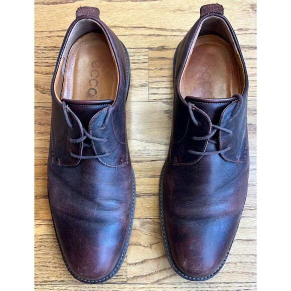 ECCO Men’s Hybrid Brown Leather Plain Toe Lace Up Oxford Shoe Sz 46/12-12.5 - Picture 7 of 9